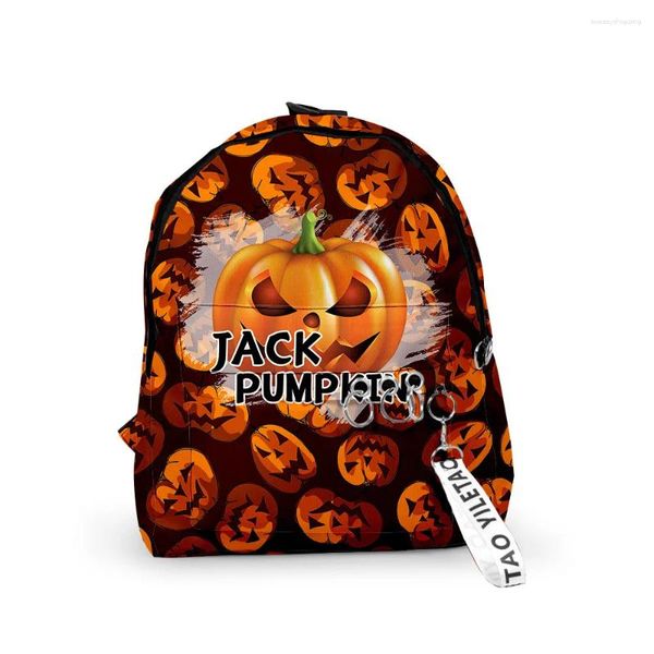 Zaino hip hop jack di zucca di zucca zaino borse da scuola da pinza da stampa 3d tormhains 3d waterproof carino piccolo piccolo