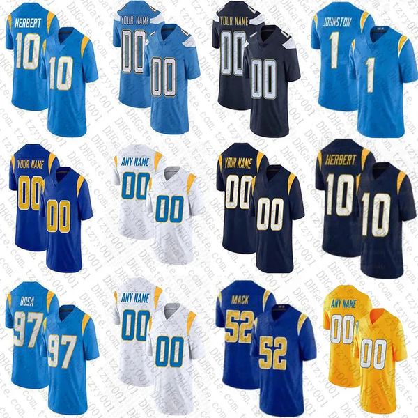 Justin Herbert Ladd McConkey Brenden Rice Joe Alt Jerseys de futebol personalizado Derwin James Jr Khalil Mack Gus Edwards Joey Bosa Cameron Dicker Asante Samuel Alohi Gilman