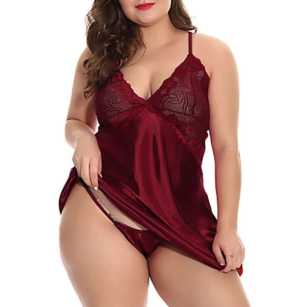 Abito da sera da donna sexy lingerie in pizzo in raso pigiama sexy sex top lingerie pigiama pigiama baby pigiamas s-5xl 240425