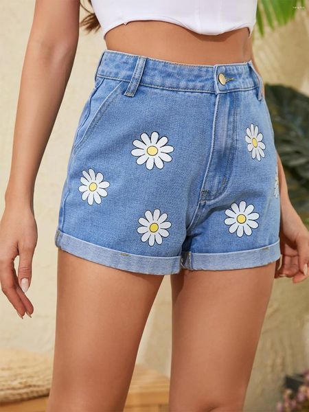 Jeans feminino Clothing personalizado Private Blue Blue Jean Shorts Denim para mulheres