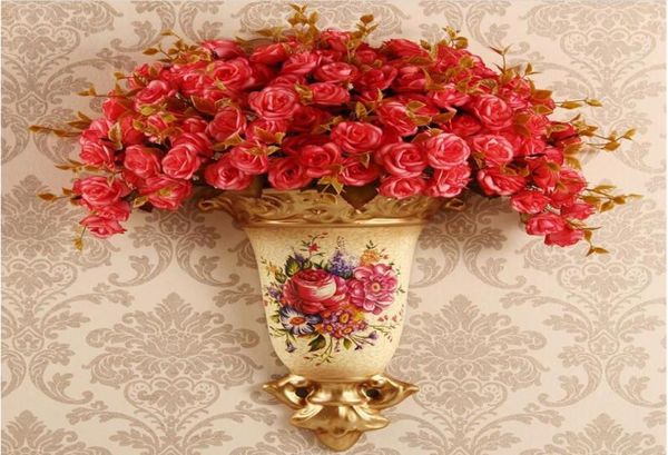 American Retro Wall Hanging Resin Vasin Wall Flower Basket Case Soggiorno Sfondo Ornament Decoration Crafts Penderant8248650