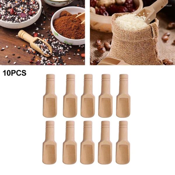 Löffel 10pcs Mini Holz Salz Tee Kaffee Kaffee Kaffee Gewürze Gewürze Gewürze Milchpulver Küche Kochwerkzeug Kochwerkzeug