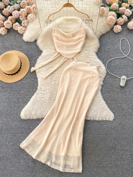 Повседневные платья Женщины сексуальные пляж двух кусочков летний жилет с блестками топ -пленка
