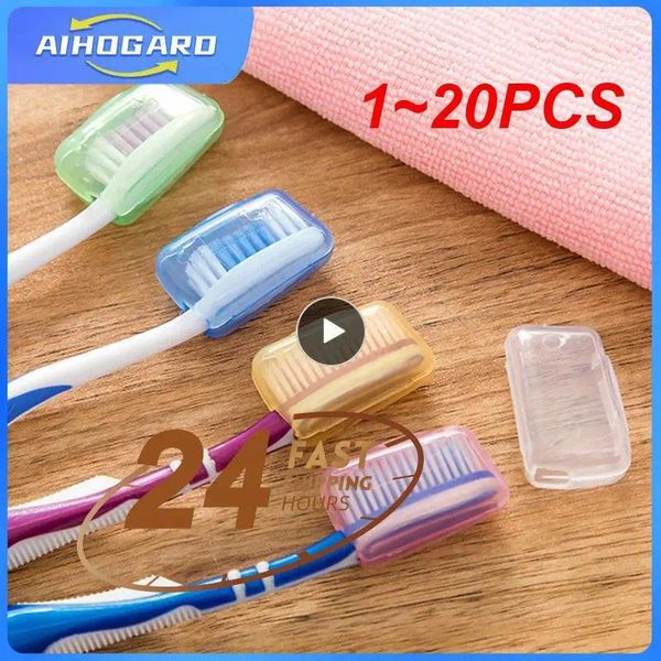 Conjunto de acessórios de banho 1-20pcs LOTE de dentes de escova de dentes capa para viajar Caminhando Campo Portátil Capa da cabeça do banheiro