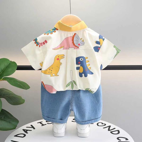 Set di abbigliamento per bambini ragazzi casual camicia dinosauro pantaloncini 2 pezzi/set nuovi vestiti per bambini estivi abiti da bambino costumi per bambini abiti per bambini