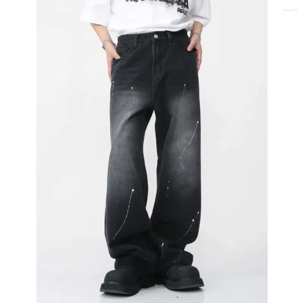 Jeans maschile coreano retrò cotone cacciatore sciolto lavaggio dritto 2024 nicchia di nicchia di nicchia dipta