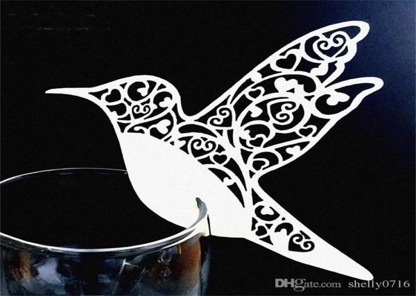 50pcslot colorato decorativo ronzio uccelli tavolo da matrimonio nome cartette vino decorazione di vetro per la festa del desiderio di card6858690