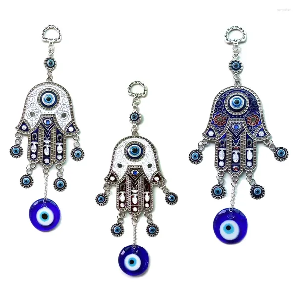 Dekorative Figuren Turkiye Blue Eye Schmuck Anhänger Fatimas Handlegierung für Bürowand Hängende Dekoration Böse Wohnkultur
