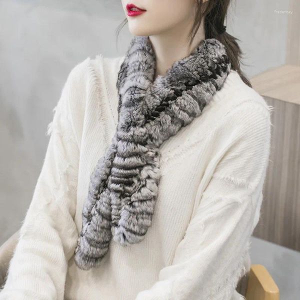 Sciarpe autentica pelliccia chinchilla decorazione per sciarpa per donne a mano versatile morbida e confortevole primavera autunno inverno