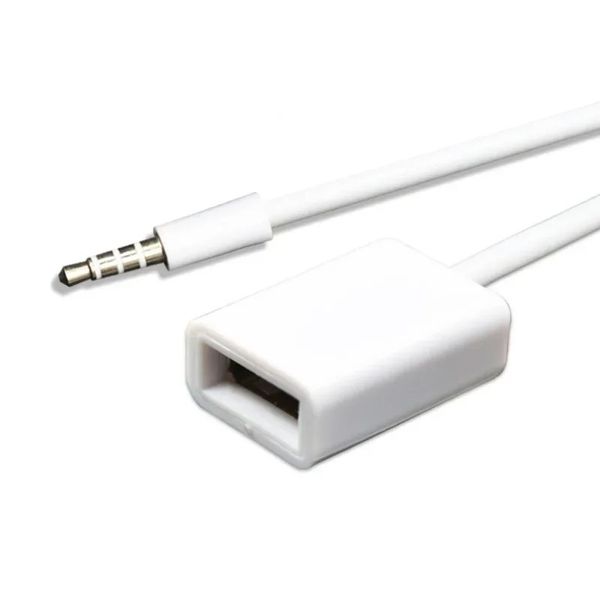 Datenkabel 3,5 mm männlich bis USB weibliche Konvertierung Kabel Aux Auto MP3 -Audioadapter Kabel U Disk Clip -Linie 15mm Länge Weiß