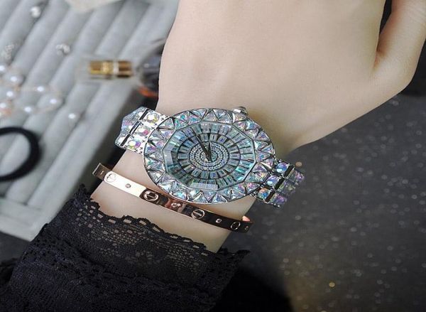 2020 Top Brand Fashion Women Quartz Orologio in acciaio inossidabile Orologi Lady Shining Bracciale Big Diamond Orologs Montre Femme1457208