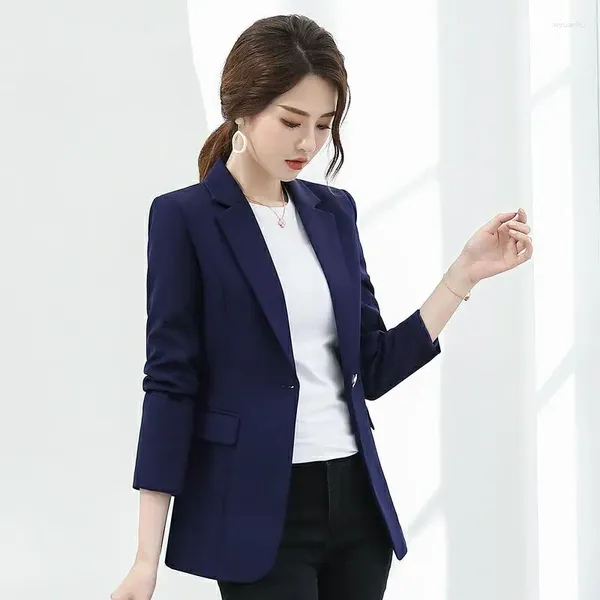 Frauenanzüge Frühling und Herbst Basic Blazer Button Mode Mody Solid Color Slim Fit Jacket Product Coat Korean Edition 2024