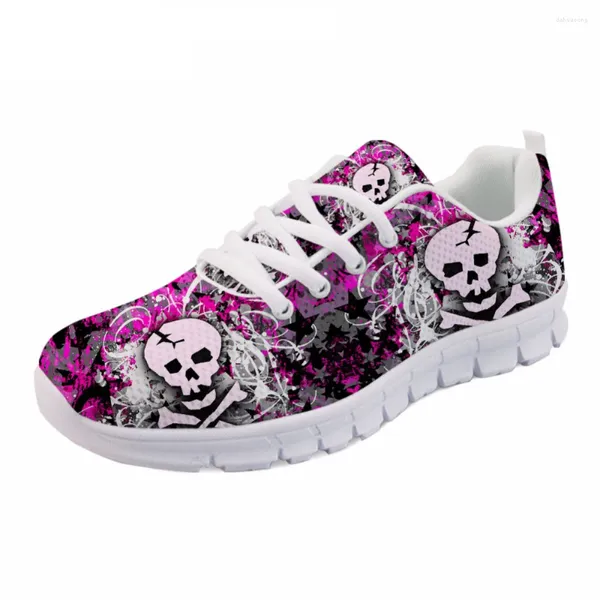 Sapatos casuais de verão Mulher Flats For Women 2024 Alta qualidade Skull Skull's Sneakers Mesh Student Sapatos femininos