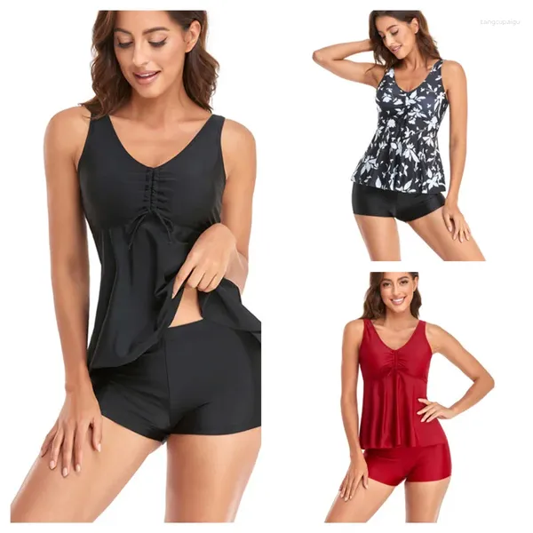 Frauen Badekleidung Badeanzüge Tankini Set mit Shorts zweiteiligen Tops Badekontrolle Badeanzug Frauen Tankinis Plus Size