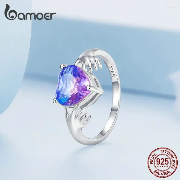 Küme Yüzük Bamoer 925 STERLING Gümüş Guardian Ring Platinum Kaplama Sonsuzluk Bantları Kadınlar İçin Klasik Taşlar Güzel Takı Hediyeleri