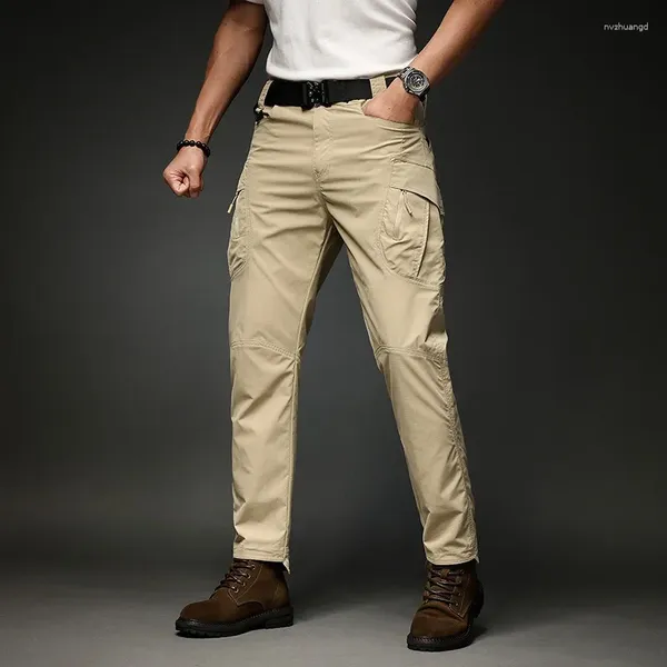 Pantaloni maschili 2215 uomo di buona qualità uomo esterno multiplo in stile merci retrò sciolto a metà vita semplice semplice armano solido verde verde