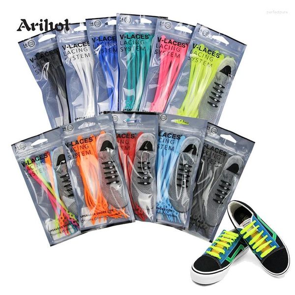 Ayakkabı Parçaları 14 PCS/PAKKI TIE ELEKTİK SHOELACES YETİŞKİN ÇOCUKLAR Ayakkabılar için Danteller Tembel Ayakkabı 10 Renk Silikon Jel Tieless