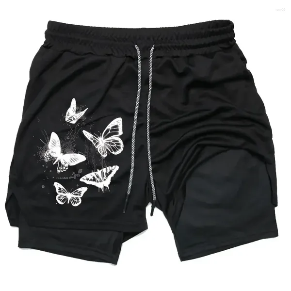 Shorts masculinos 2024 Running 2 em 1 Sports Double Cayer Gym Treinamento de fitness Pontas de celular M-3xl