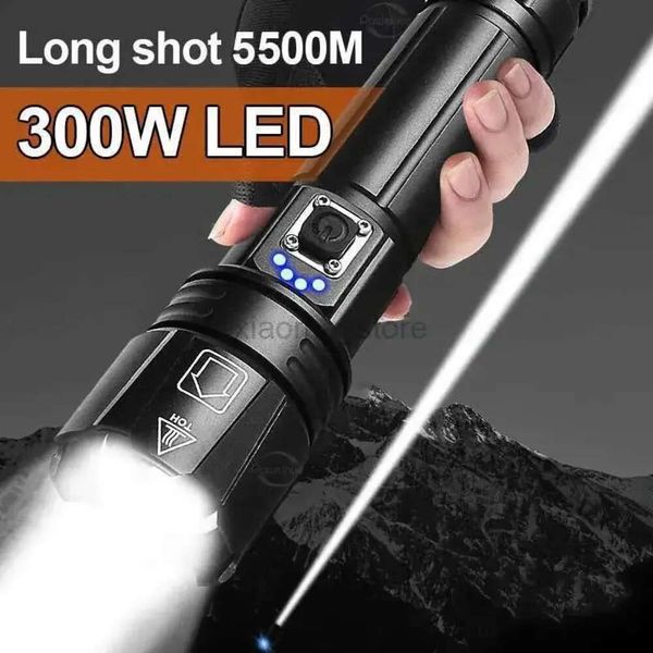 Die leistungsstärksten Taschenlampen LED 2024 USB wiederaufladbare Taschenlampe Higm Power Taschenlampe Taktische Laterne Long Shot Handlampe für Camping 240122