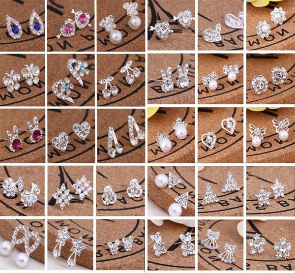 45 Styles Creative Ear Studs Fashion Snowflake Beer Crystal Rhinestone Pearl Stud Jewelry Brincos EA080 288N8589153