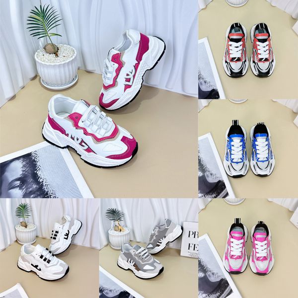 Brand Kid Designer Sneaker Frühlings Sommer Kinder Baby Outdoor Sport Sneaker Leder atmungsaktives Schnürpickelschuh Jungen Kinder Mädchen Freizeitschuhe