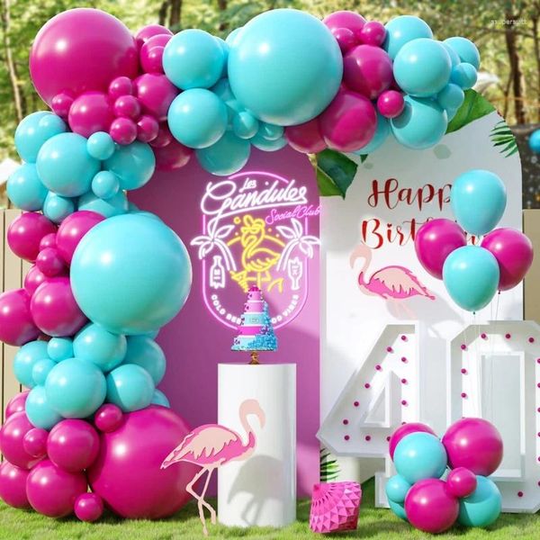 Party -Dekoration 103pcs unterschiedliche Größe Pink Turquoise Blauten Latex Ballon Girlandbogen Kit zum Geburtstag Babyparty Sommer