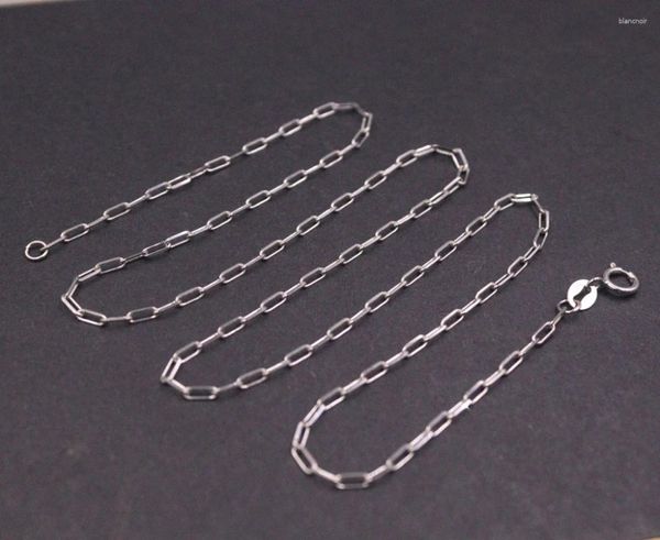 Zincirler gerçek saf 18k beyaz altın zincir kadınlar şanslı kare kablo geniş o bağlantı kolye 3.07g/45cm