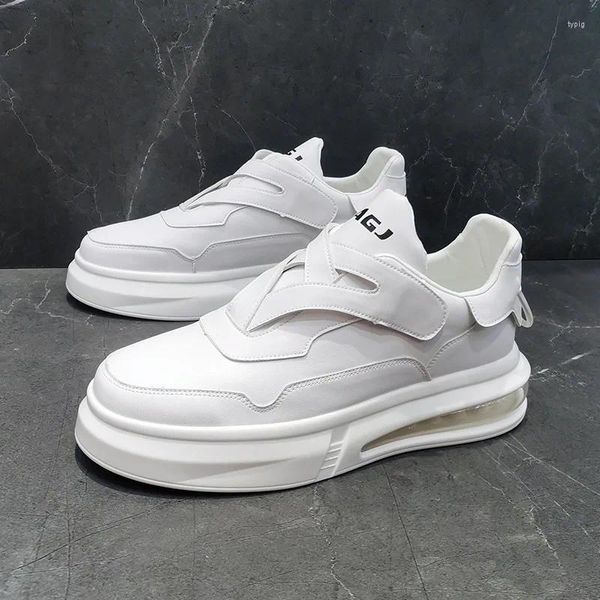 Casual Shoes Italienische Markendesignerin Weiß für Männer echte Lederflats Schuhluftkissen Plattform Sneaker Jugendschuhe Mams