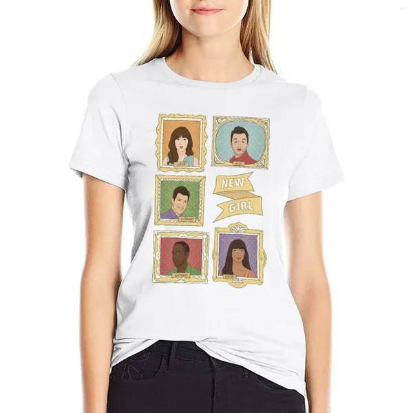 Polos femininos Girl Vintage Frames Roupas de camiseta Camisa estampada de animais de moda coreana para meninas camisetas gráficas femininas
