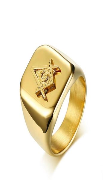 316L Acciaio inossidabile anello muratore Men039s Master Signeon Mason Masonic Gold 9129758522