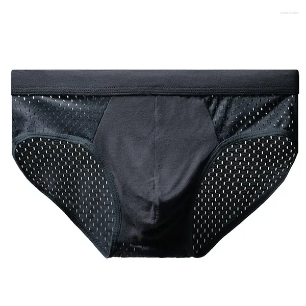 Underpants 1pc sexy Männer Unterwäsche Feste Farbnetzhöhe mit mittlerer T-T-T-Taisten nahtlose Slips hohl atmungsaktive Dessous L-3xl