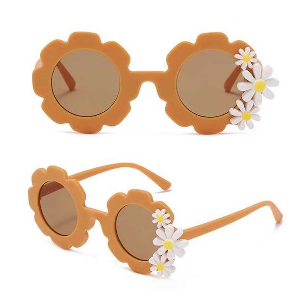 Occhiali da sole Nuovi bambini carini girasole girasole occhiali da sole ragazzi ragazze da viaggio all'aperto in spiaggia acrilica occhiali da sole sfumatura occhiali occhiali UV400 d240429