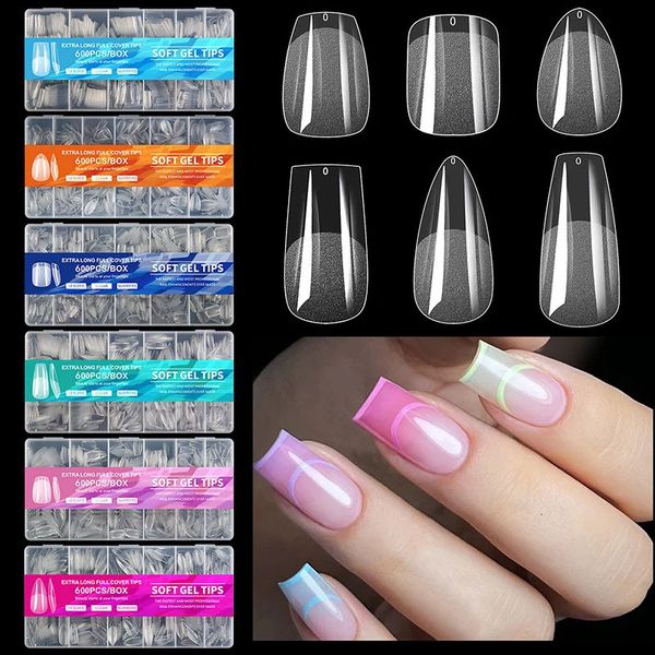 600pcsbox semi Frosted Matt Press auf Nagelspitzen Vollende Abdeckung Acryl False Nails Oval Mandel geformt gefälschte Nagel 240430