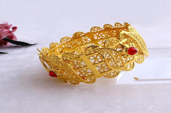 Pulseira larga de cobre africana de 70 mm Big Bracelet real Gold GF Hip Women Etiópia Red CZ Dubai Acessórios de joias da marca 8115769