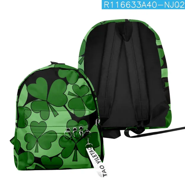 Backpack Harajuku Lucky Clover Mochilas Meninos/meninas Pupil School School School Print Keychains Oxford Oxford Waterproof fofo pequeno pequeno