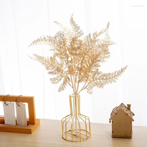 Dekorative Blumen künstliche Gold Palm Ventilator Blatt Eukalyptus Branch für Weihnachten Hochzeitszimmer Room Blumenarrangement DIY Dekorationspflanzen