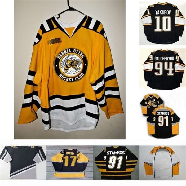 Kob Sarnia Sting 10 Nail Yakupov 91 Стивен Стамкос 94 Алекс Галченюк 17 Martin Mens Women Youth Cusotm Любое имя любое число хоккей