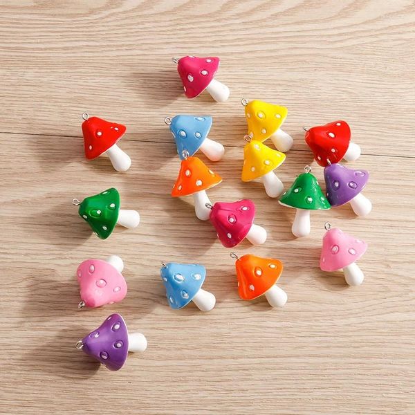 Incanini 5pcs 24x35mm Cute Colours Candy Colors Tipo di funghi per gioielli che producono orecchini collana braccialetti fai -da -te Regali artigianali fatti a mano