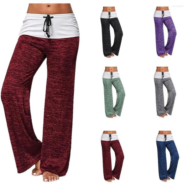 Calça feminina Mulheres Yoga Patchwork Sortlants Sorto Casual Casual solto Cintos da cintura Six Cores Summer Troushers for Feminino