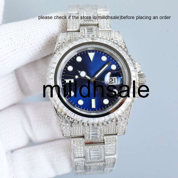 Ruoli RELOJ Ruojes Diamond Watch Mens orologio rosso orologio rosso meccanico automatico da 40 mm in acciaio inossidabile Design impermeabile Montre de Luxe Gift Shinny Business Wris