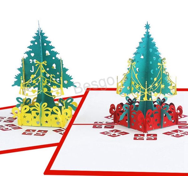 Noel 3D Pop Up Tebrik Kartları Xmas Tebrik Kağıt Kartları Noel Ağacı Dekorasyon Kartpostal 3D Noel Hediye Kağıt Kartı BH0100 TQQ7768678