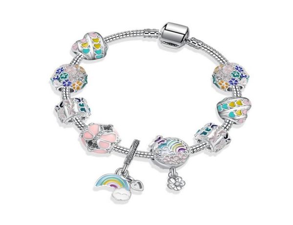 Fashion Magnolia Style Charm Bracelets 925 Sterling Silver Murano Glass Charm European Beads Fits Bracelets Cloud Flower Dangle Di9330789