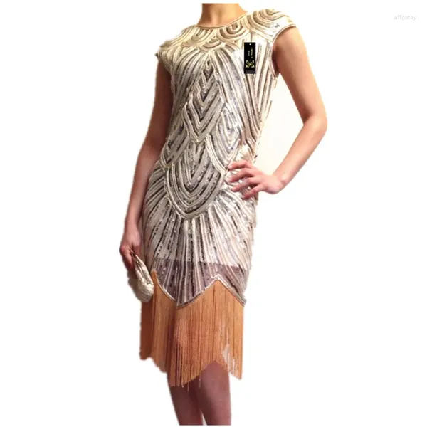 Vestidos casuais 2024 Gatsby Dress 1920s Flapper Mulheres lantejoulas artesanais Fringe Dance Festumes Festa Vintage Party