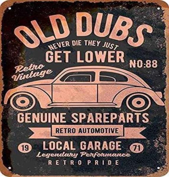 Оригинальные запасные части Old Dubs VW, черный фон, винтажный вид, металлический знак для домашнего кофе, настенный декор, 8x12 дюймов8109595