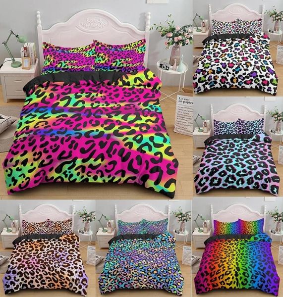 Luxo Leopard Print Bedding Sets Capa de Duvet Twin Full Queen King Size Bed Soft Edice Calles 2103199950354