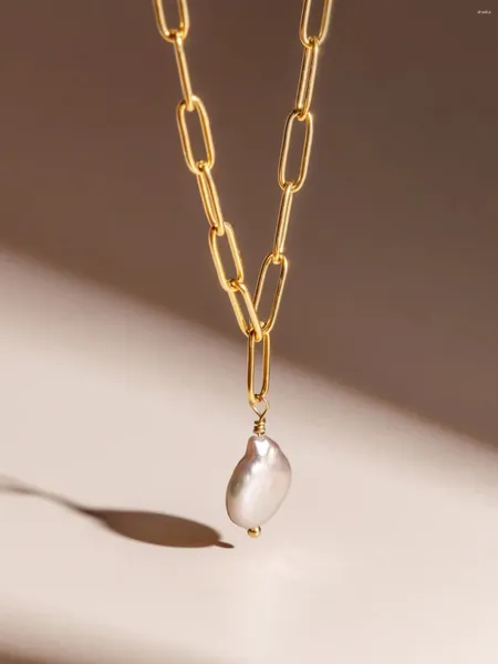 Цепочки натуральная пресная вода барокко жемчужное ожерелье для женщин с витой цепной