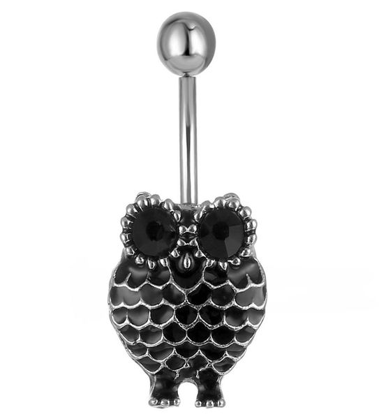 D0198 OWL BLACK BELLY NAVEL STUD01234567891011121858617