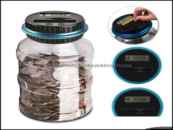 Garrafas de armazenamento Jars Organização em casa Housekee Garden 18L Piggy Bank Counter Coin Digital LCD Contagem de dinheiro B87607961