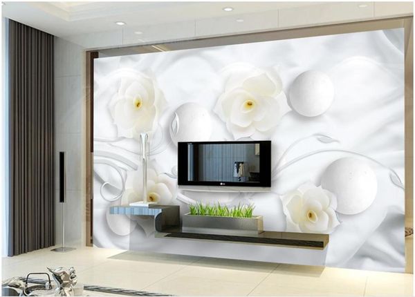 Top Classic 3D European Style Simple Relief 3D Blumen Hintergrund Wandbilder für TV -Hintergrund 7545878