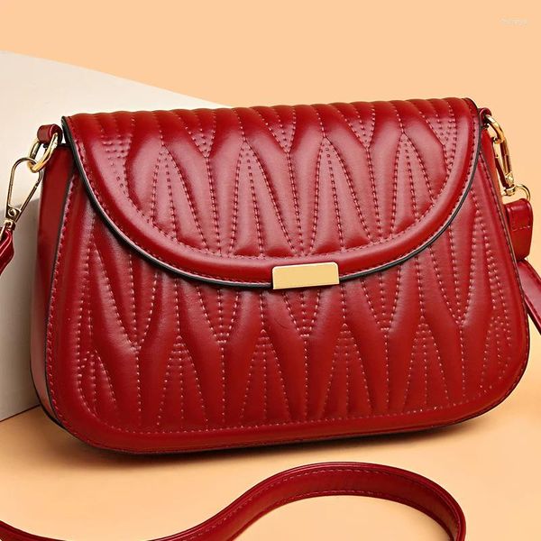 Sacchetti da sera Donne spalla spalla BASSE IN ORIGUAGGIO ORIGINALE Motivo di cucitura VINO ROSSO ROSSO Portafoglio femmina di qualità Elegante borse da donna Chic Crossbody